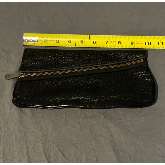 Handmade Black Leather Zip Clutch – Pebbled Mini Purse, Small Wristlet Bag - Picture 5 of 6